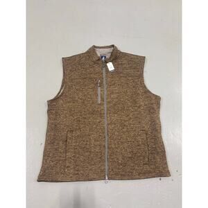 New johnnie-O Men's XL Sully 1/4 Zip Fleece Vest Brown Heather Performance GOLF